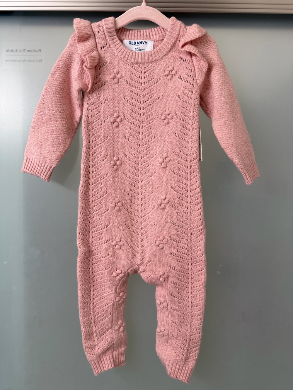 Old Navy Pink Knit Ruffle-Sleeve One-Piece 6-12M